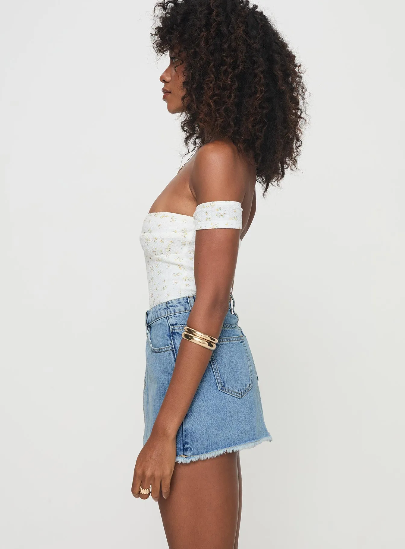 Barbuto Denim Wrap Mini Skirt Light Wash