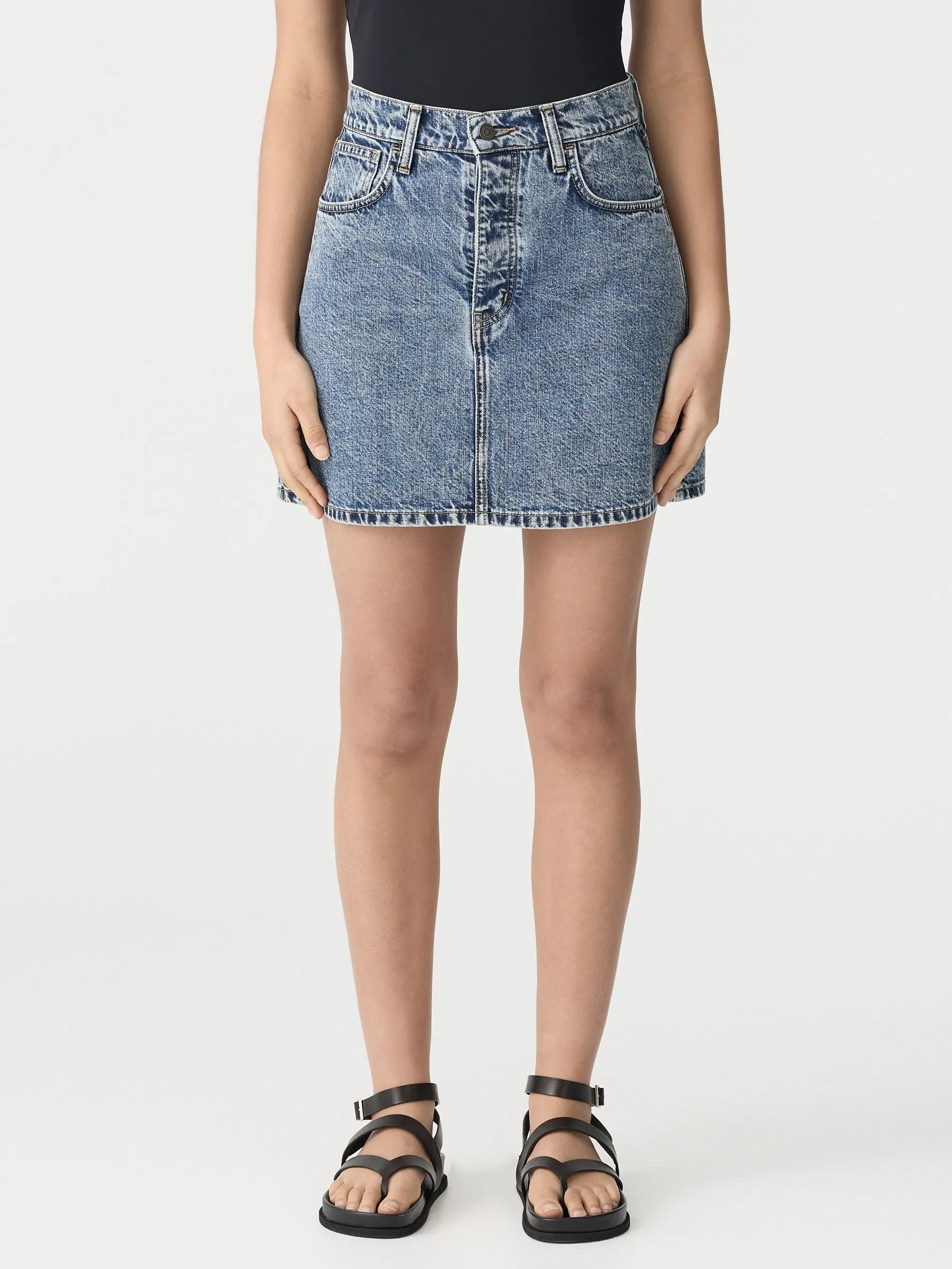 bassike denim mini skirt - classic stone wash