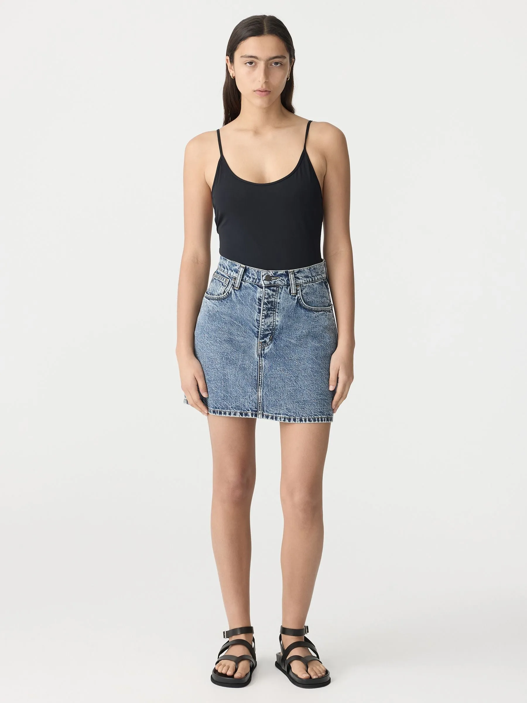 bassike denim mini skirt - classic stone wash