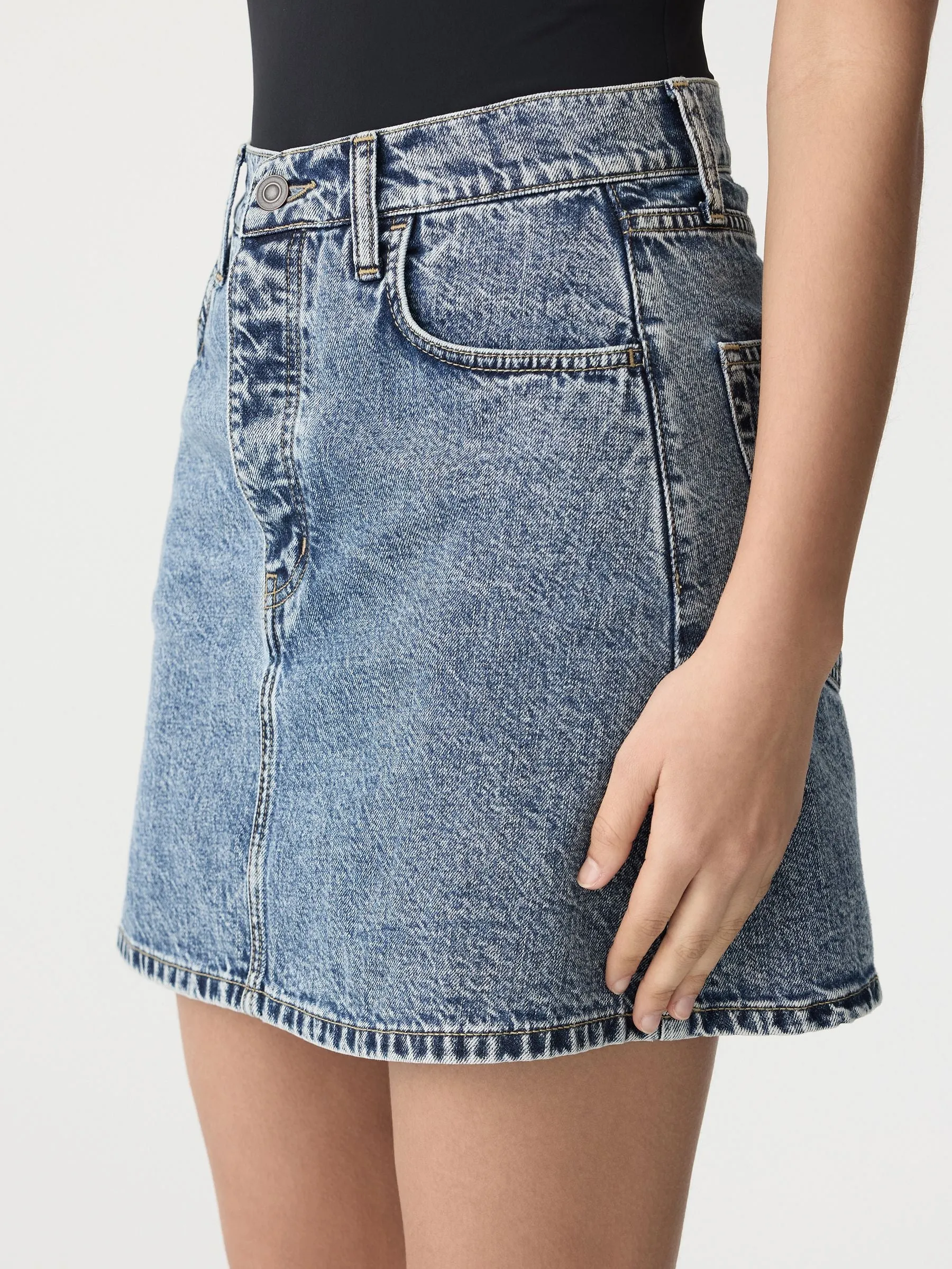 bassike denim mini skirt - classic stone wash