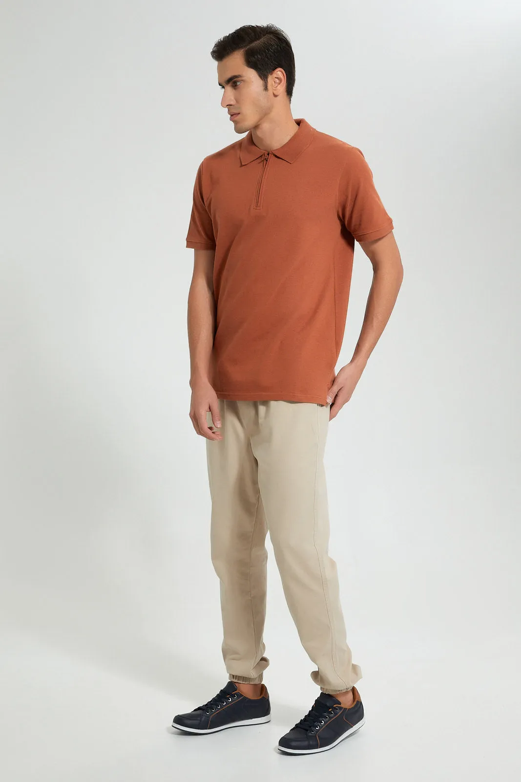 Beige Casual Trouser