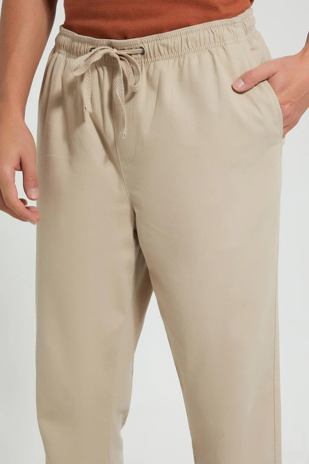 Beige Casual Trouser