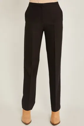 Black Woven Solid Formal Long Pants