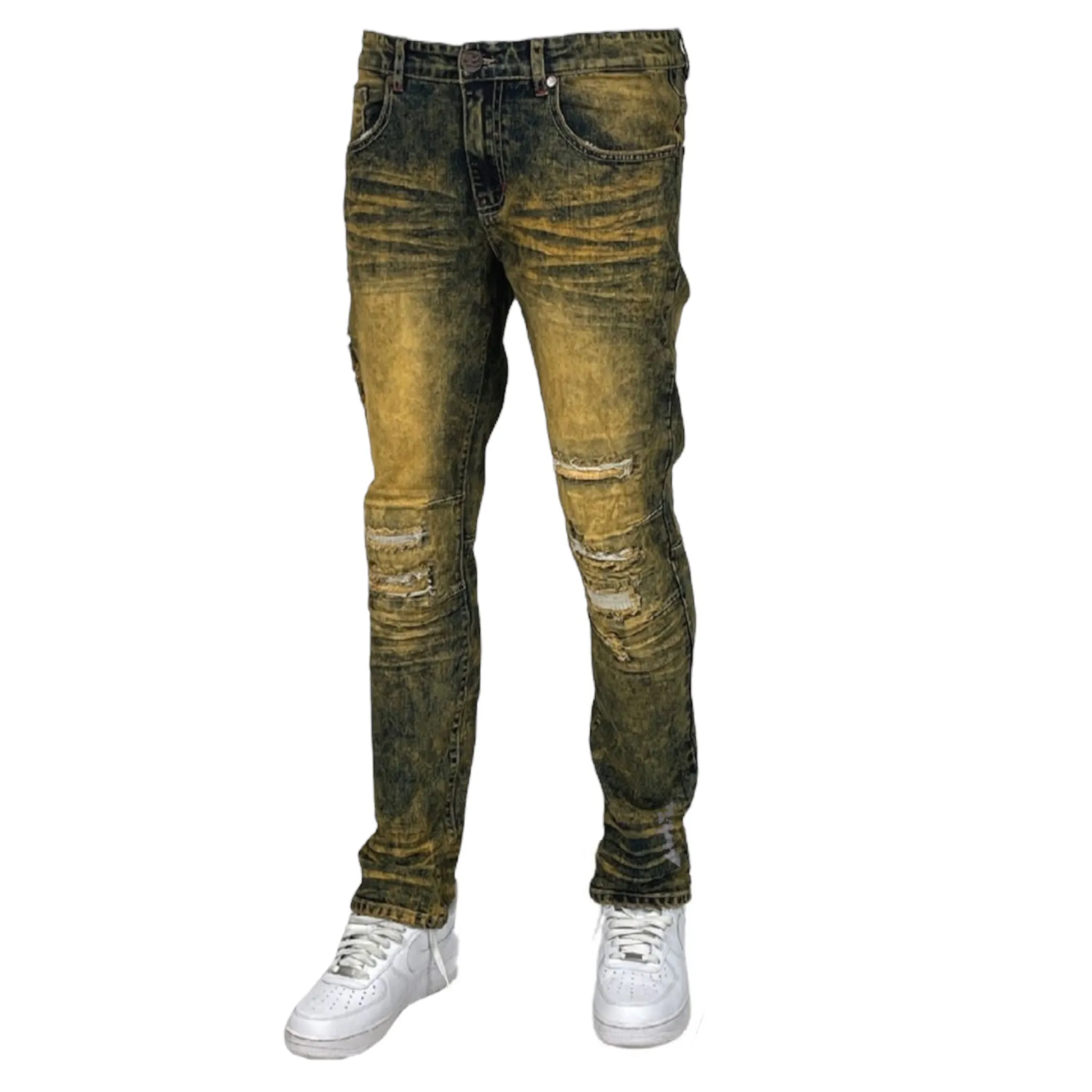 BLIND TRUST: Distressed Slim Jeans BTP24950