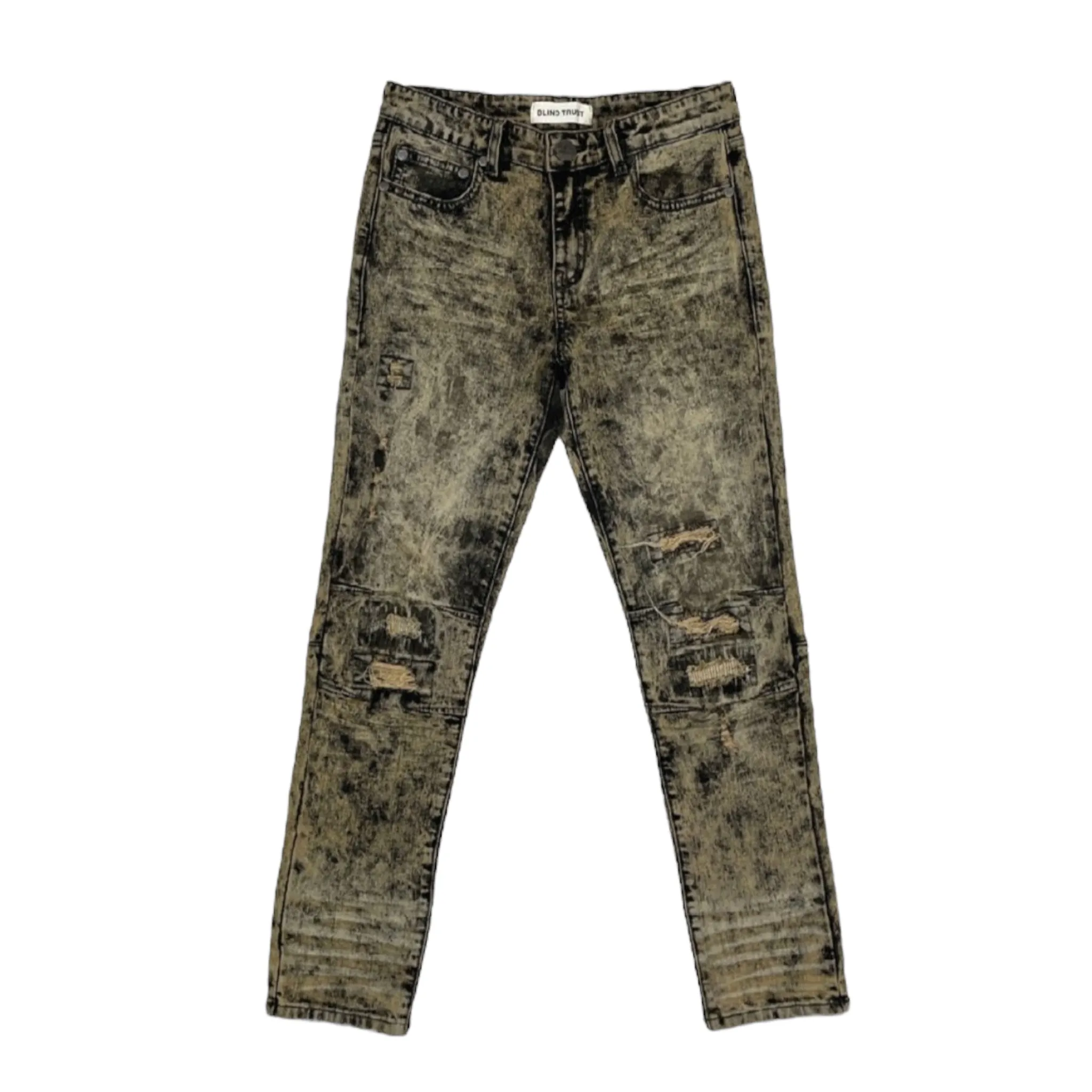 BLIND TRUST: Distressed Slim Jeans BTP24950