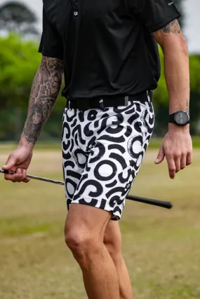 CA Funky Golf Shorts | Black & White Squiggles