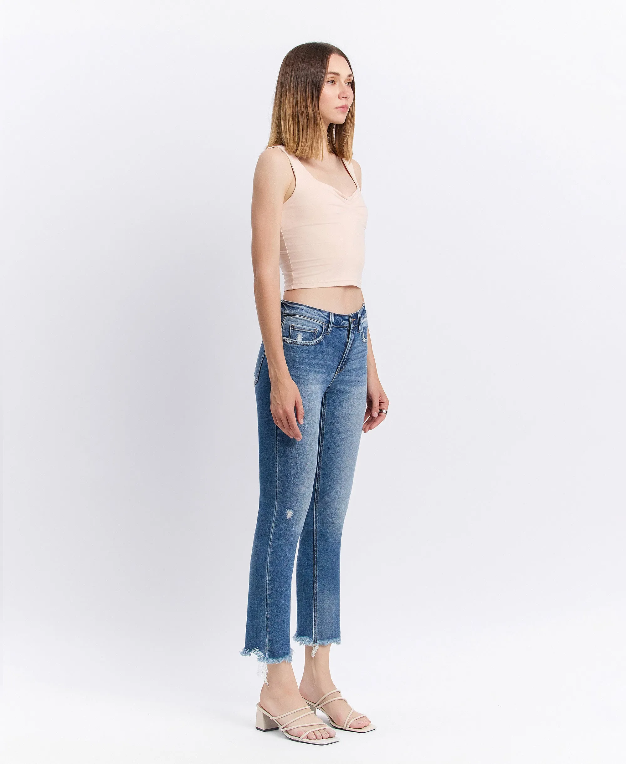 Congenial - Mid Rise Crop Slim Straight Jeans