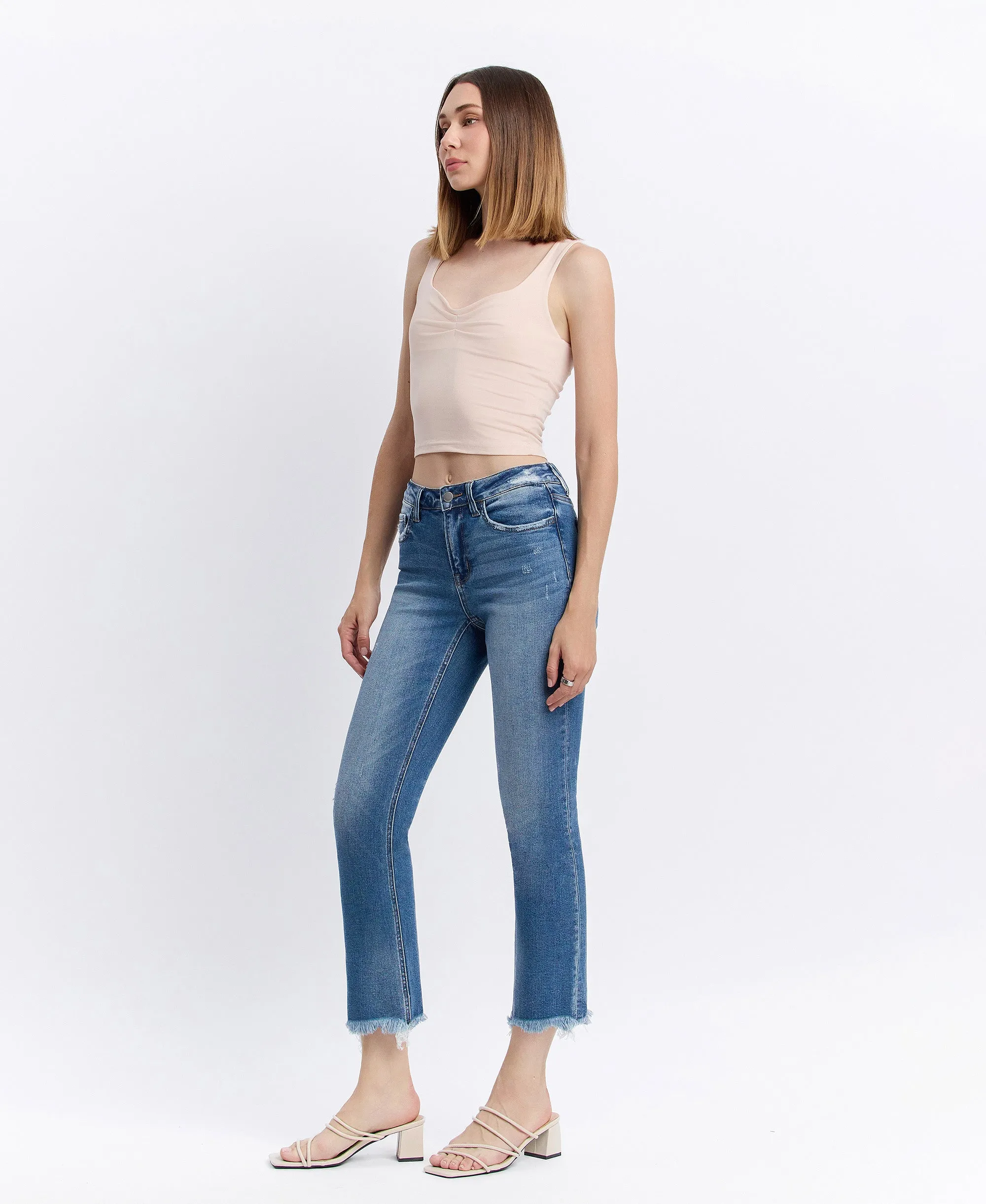 Congenial - Mid Rise Crop Slim Straight Jeans