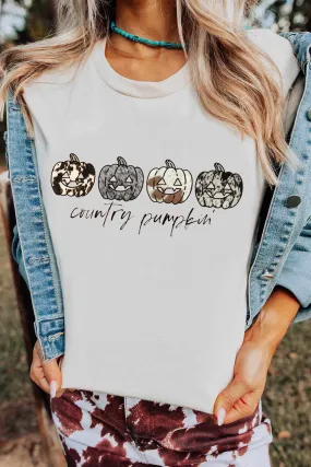 Country Pumpkin Graphic Print Short Sleeve T Shirt