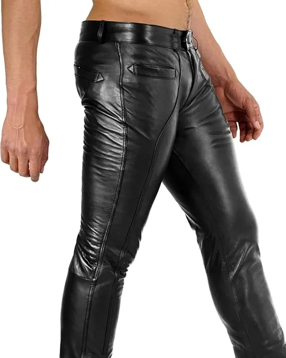 Crionis Men's Black Faux Leather Pants