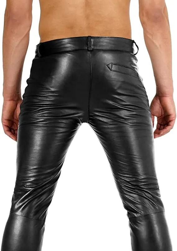 Crionis Men's Black Faux Leather Pants