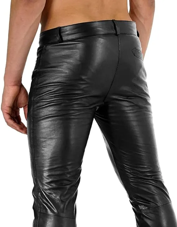 Crionis Men's Black Faux Leather Pants