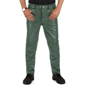 Crionis Men's Green Faux Leather Pants