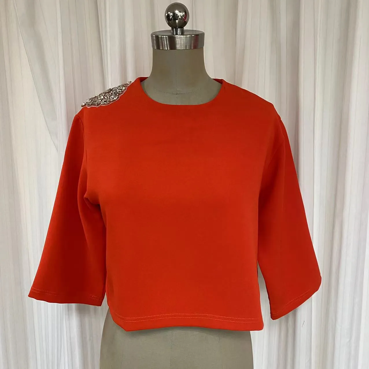 Cropped TOP LPRSW2150CRE - Orange-Polyester crepe