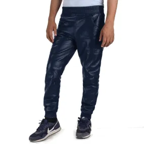 Delara Men's Blue Faux Leather Pants