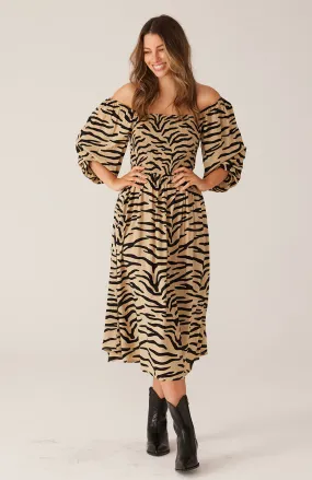 Devon Midi Dress - Taupe Zebra