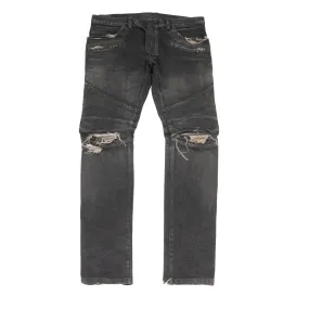 Distressed Biker Jeans (Gray)