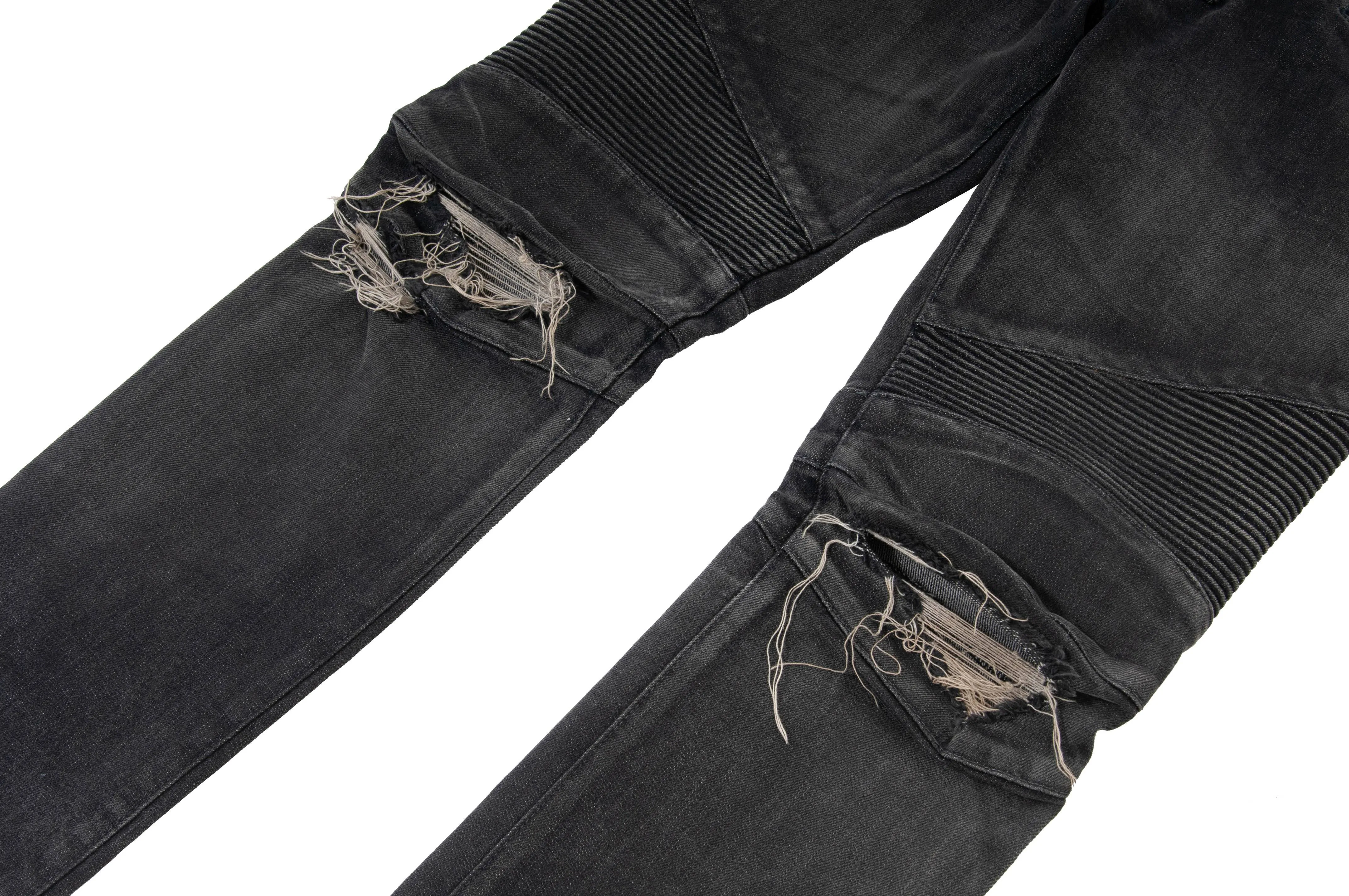 Distressed Biker Jeans (Gray)