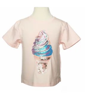 Doe a Dear Pink Ice Cream Sequin Patch Tee