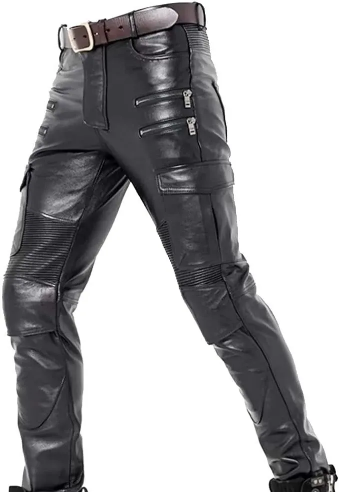 Eryon Men's Black Faux Leather Pants