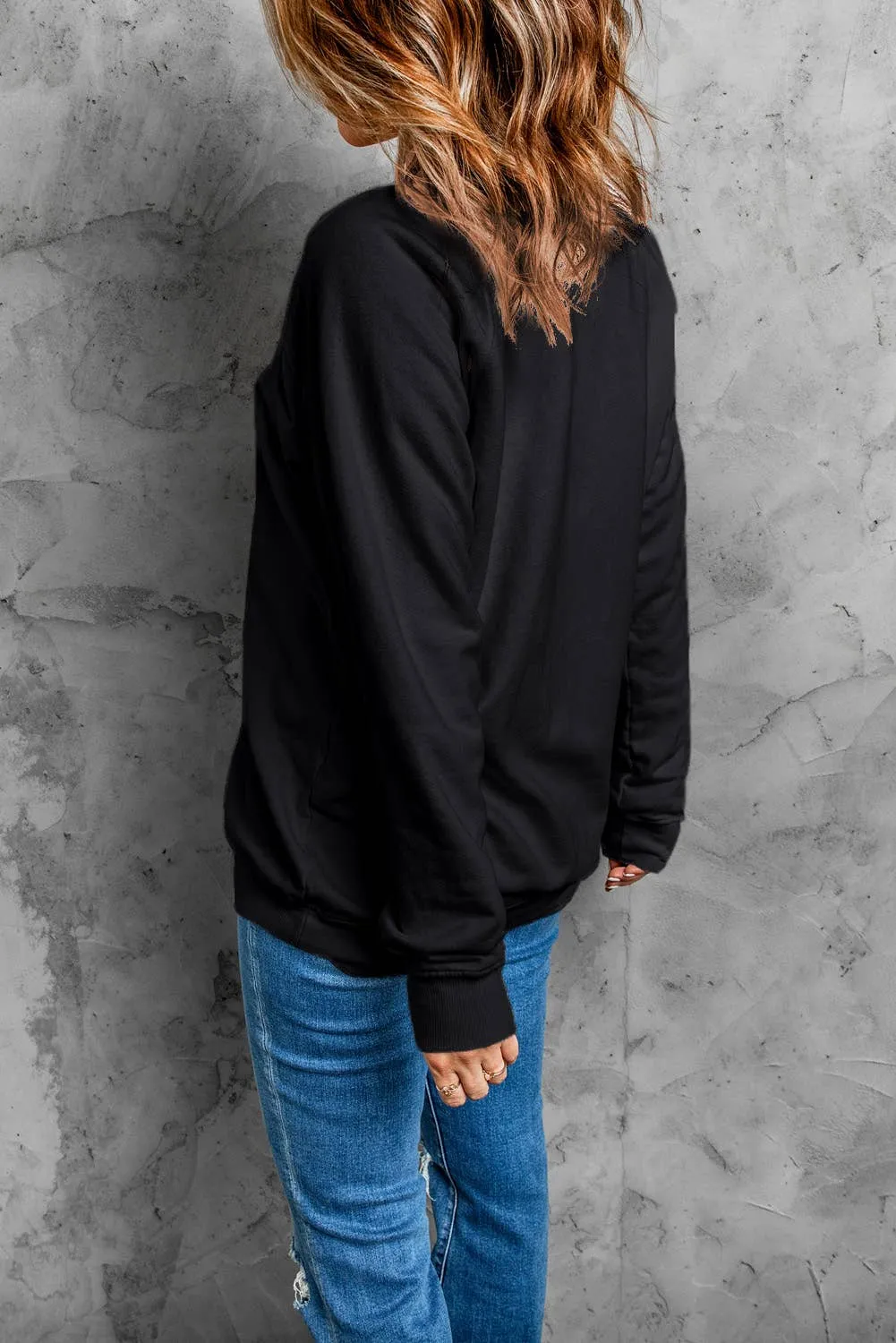 Glittering thankful Graphic Drop Shoulder Sweatshirt