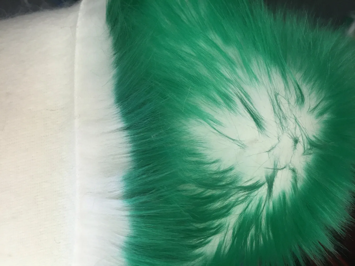 Green/ivory cotton candy design-shaggy faux fun fur-2 tone super soft faux fur-sold by the yard-