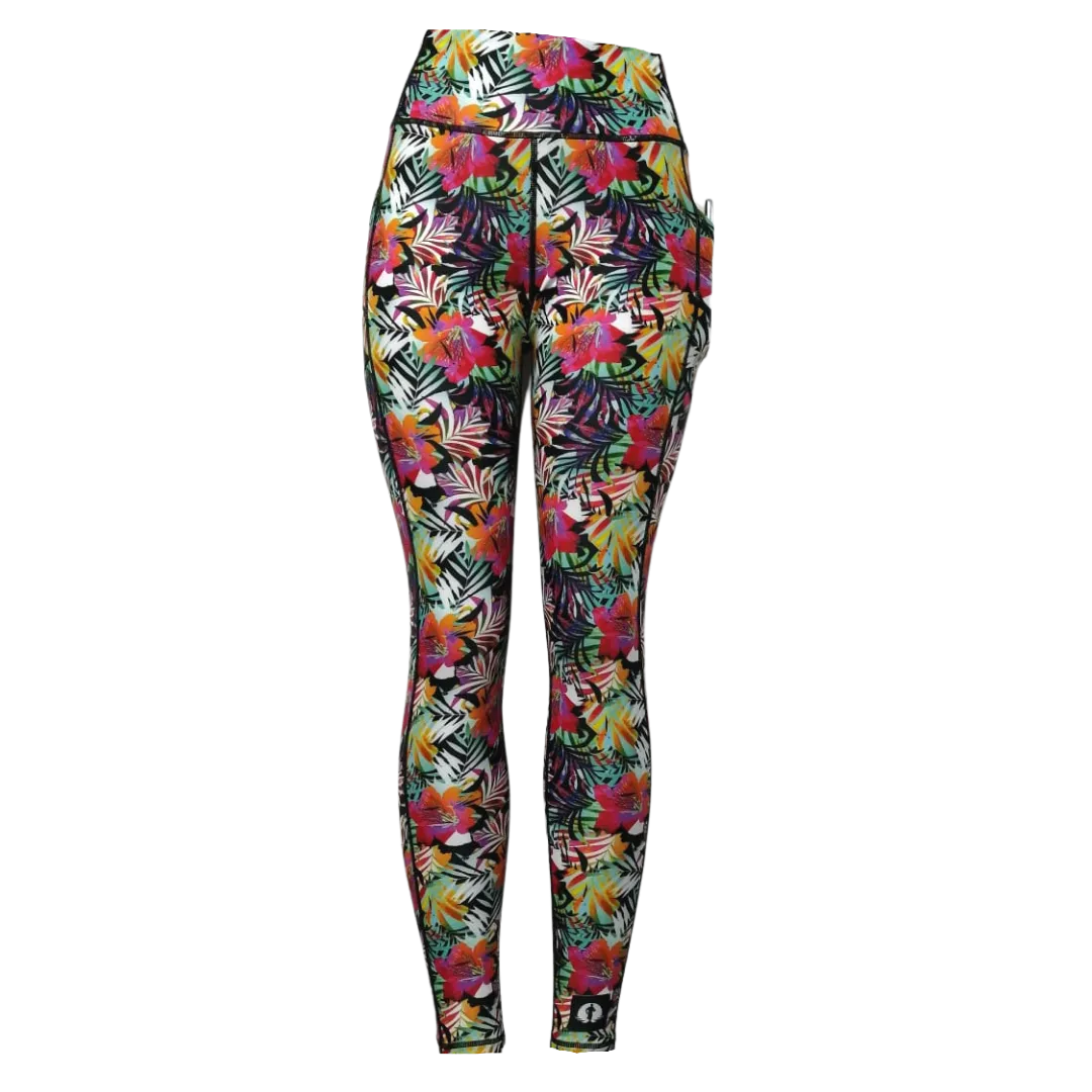 High Waist Full Length - Hibiscus Brights