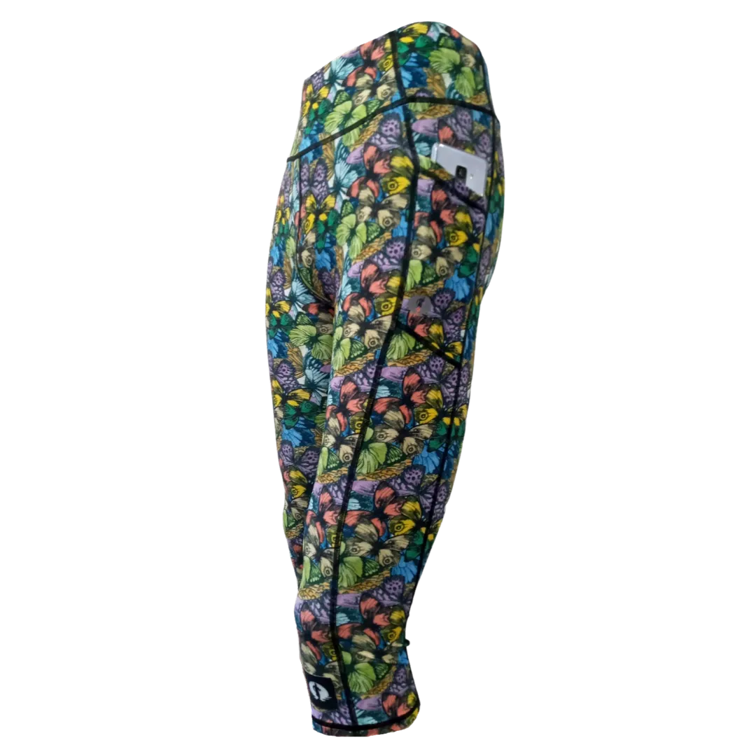 High Waist Funky 3/4 Leggings - Butterflies