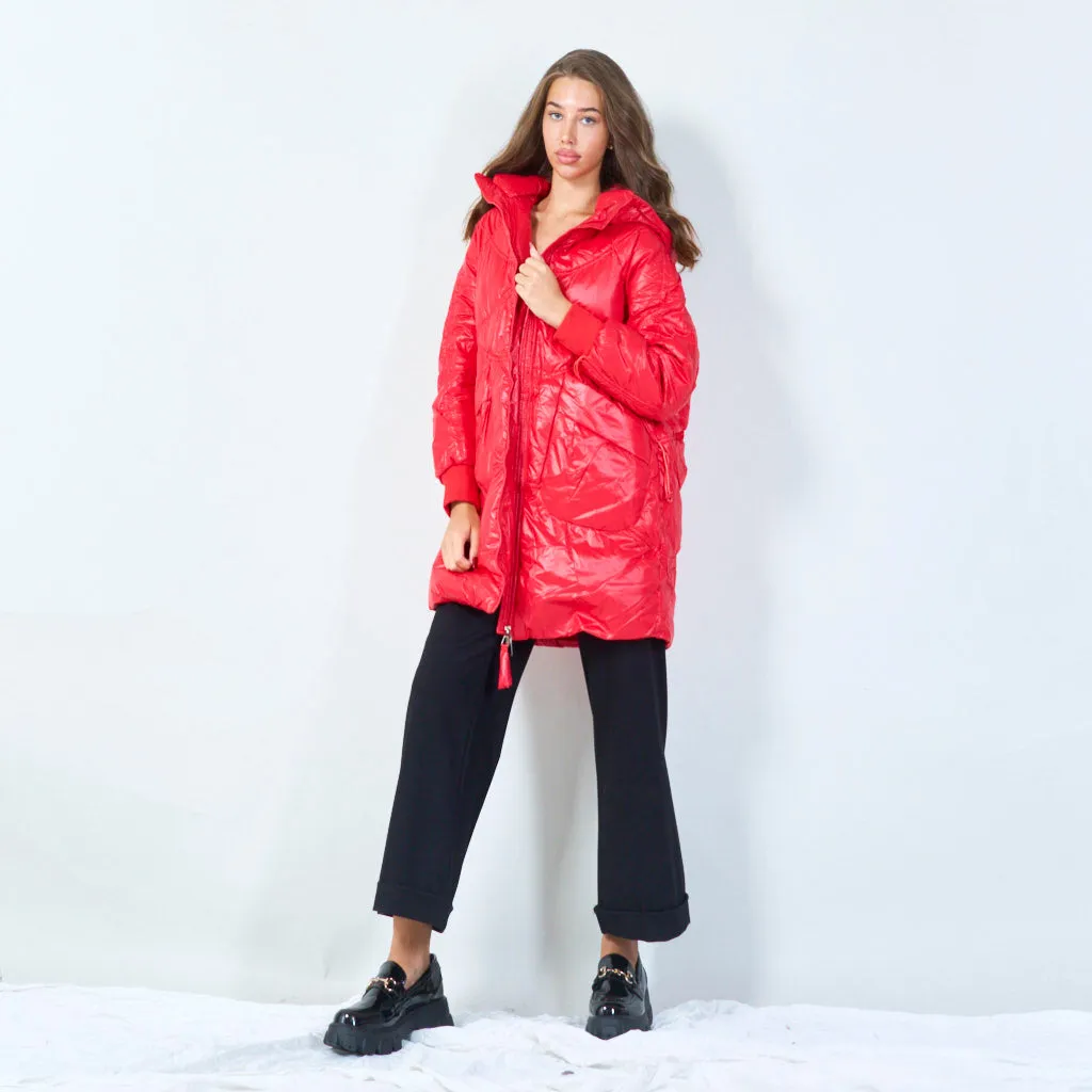 Hooded oversized quilted jacket wholesale