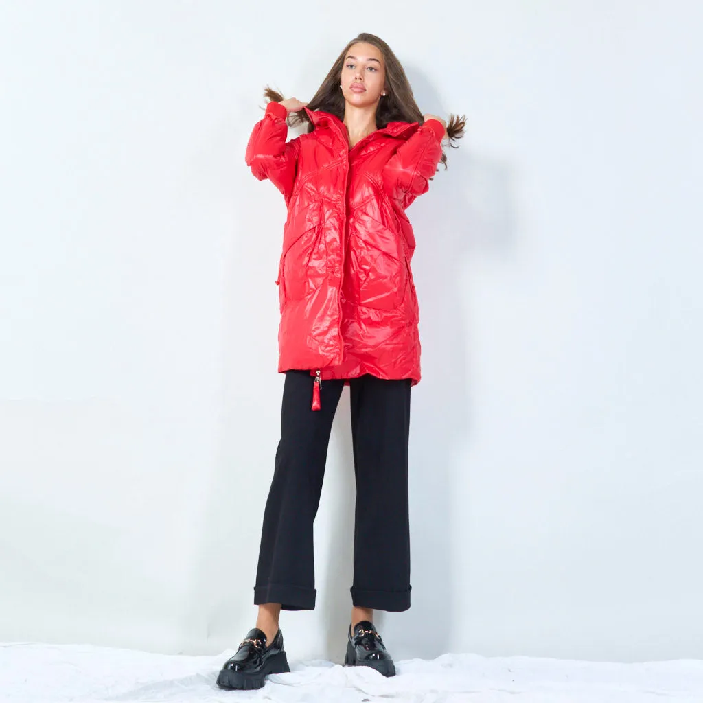 Hooded oversized quilted jacket wholesale