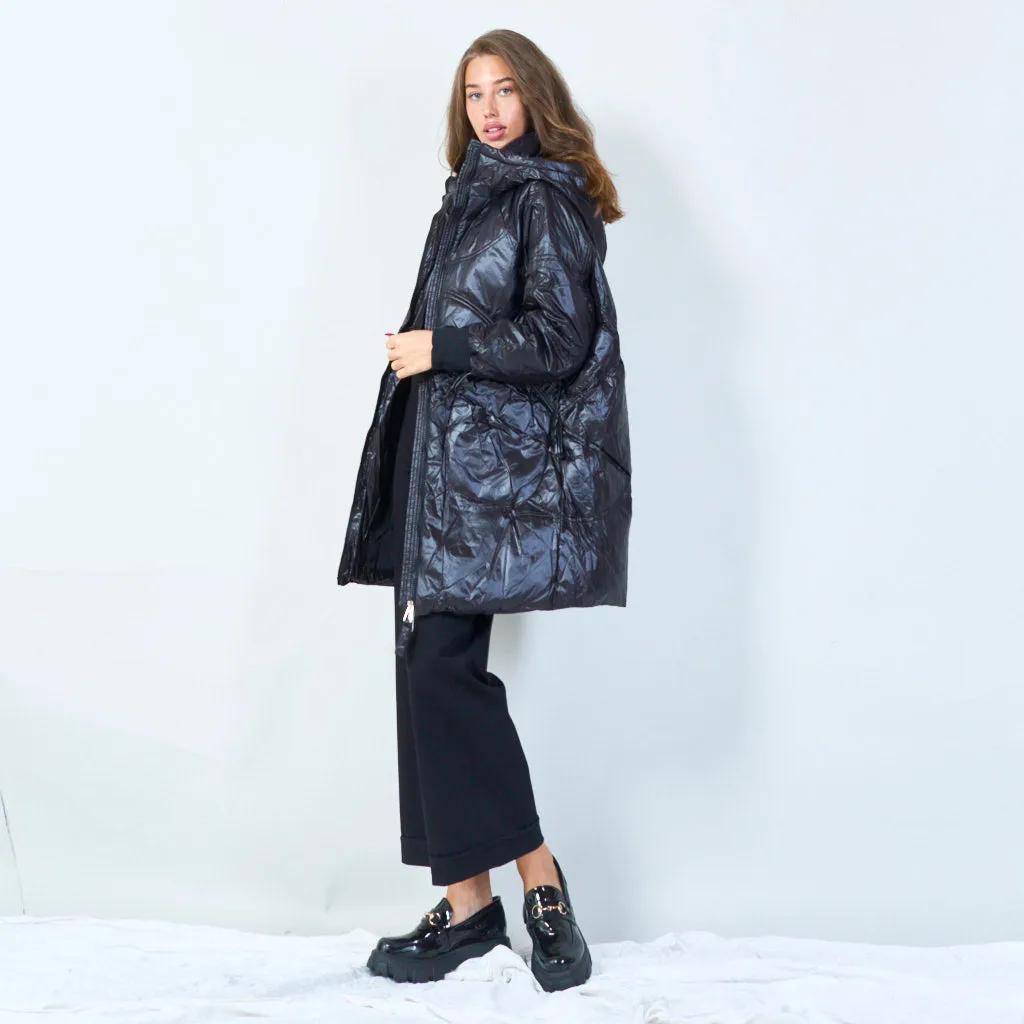 Hooded oversized quilted jacket wholesale