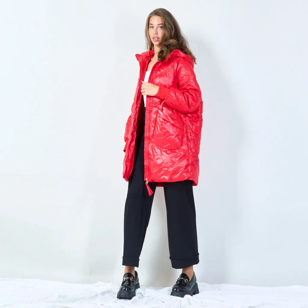 Hooded oversized quilted jacket wholesale