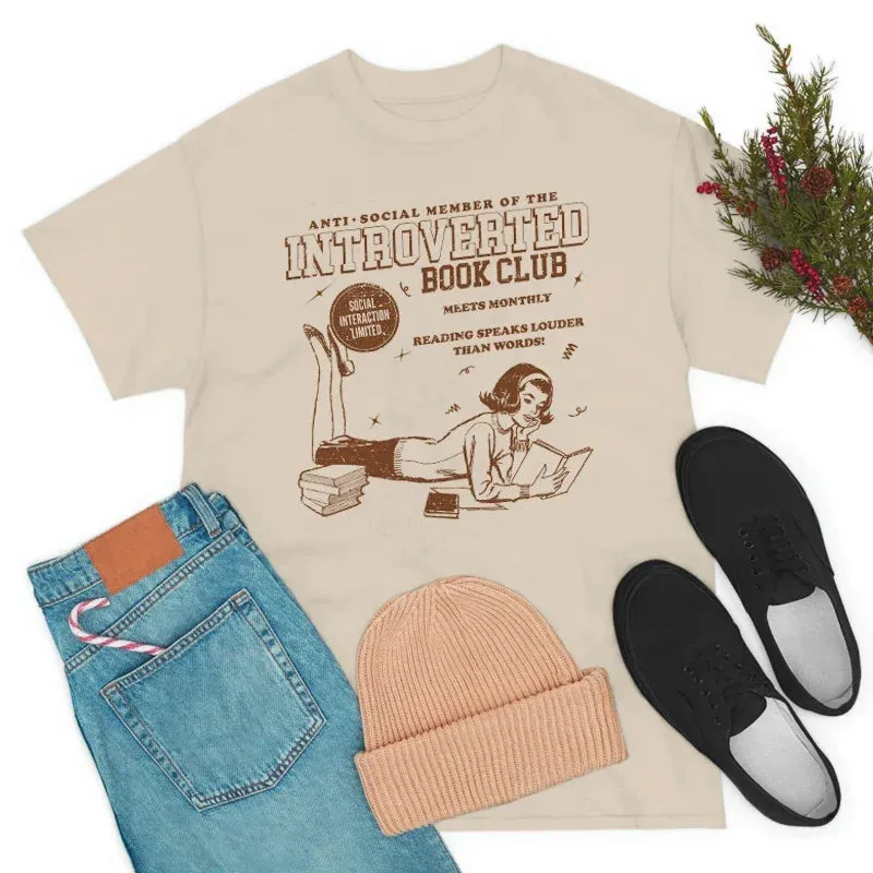 Introverted Book Club Charming Retro Graphic Tees