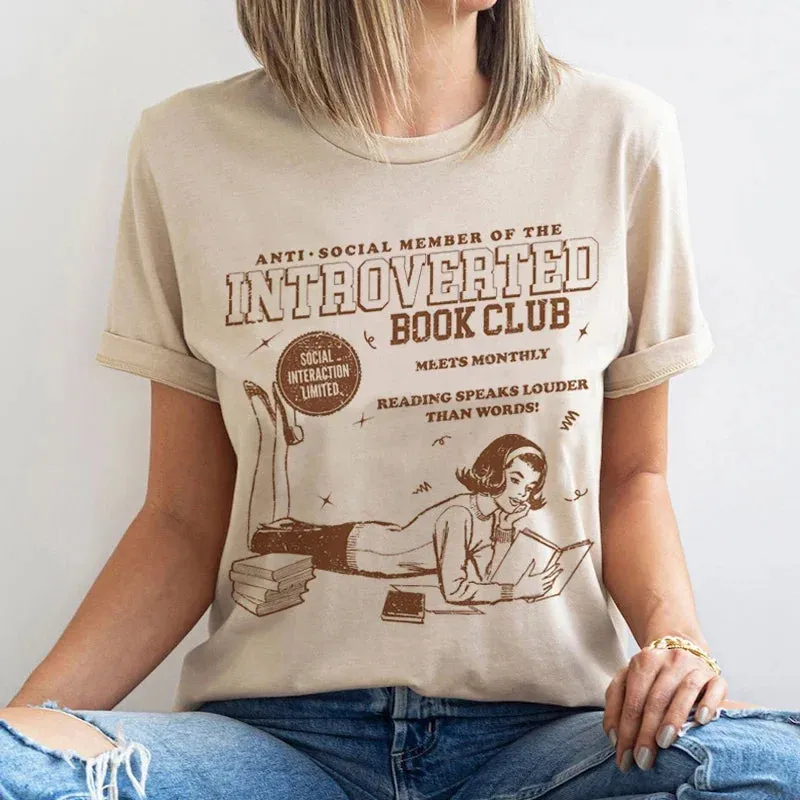 Introverted Book Club Charming Retro Graphic Tees