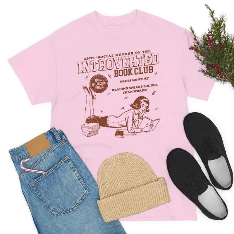 Introverted Book Club Charming Retro Graphic Tees