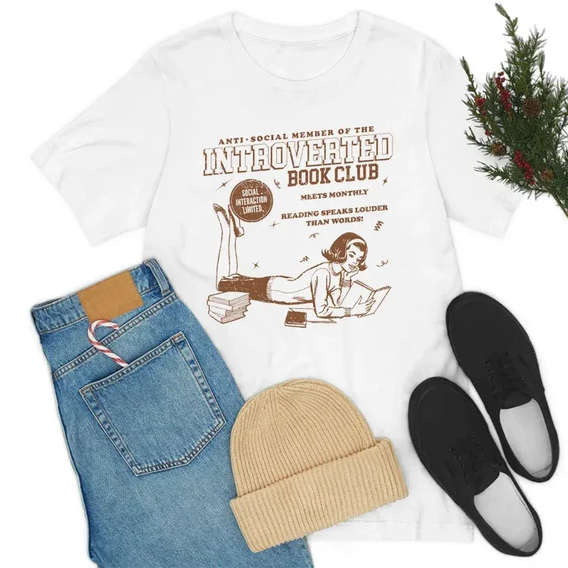 Introverted Book Club Charming Retro Graphic Tees