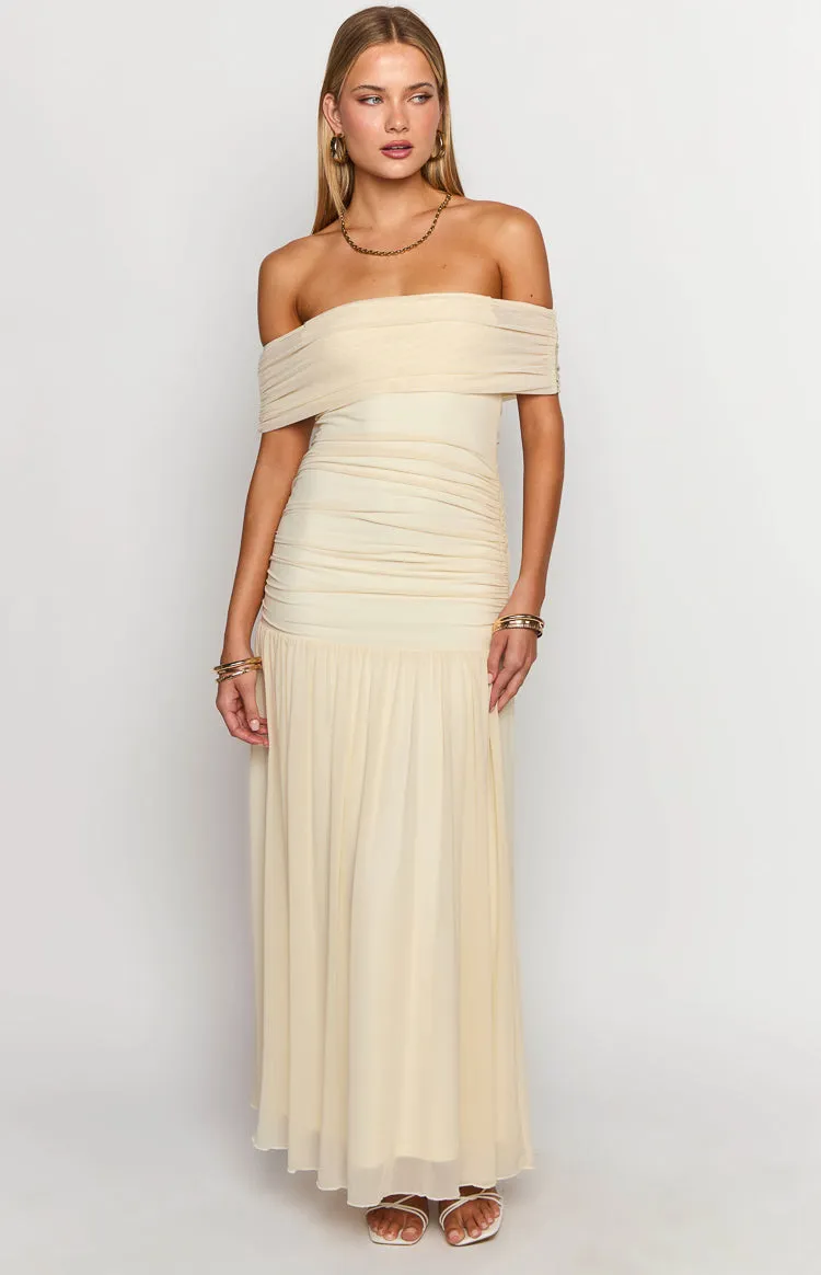 Joesy Cream Off The Shoulder Maxi Dress