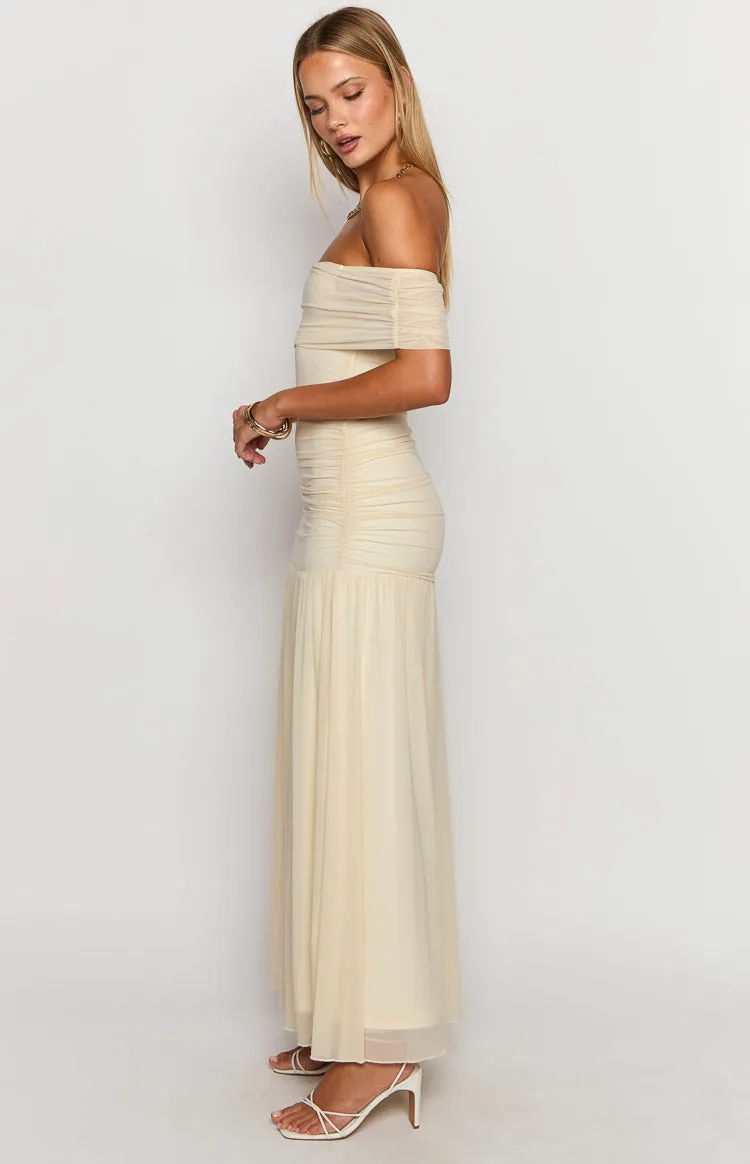 Joesy Cream Off The Shoulder Maxi Dress