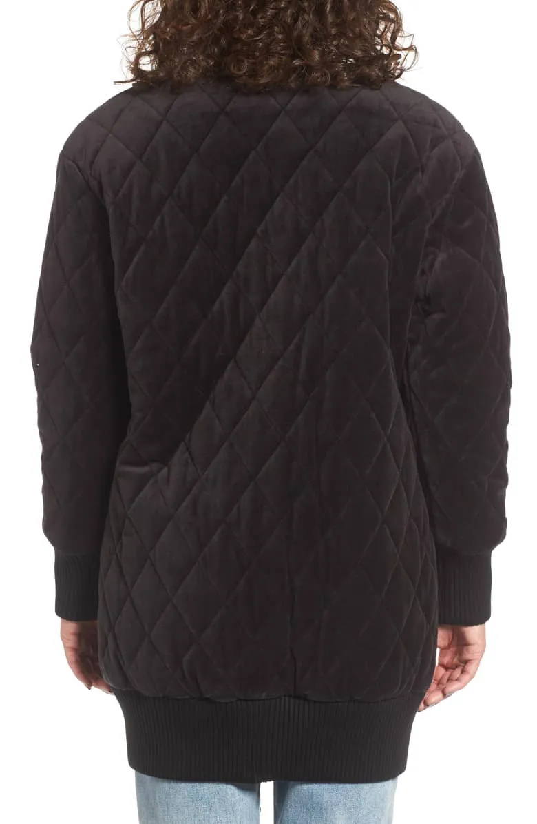 JUICY COUTURE Black Label Women's Black Velour Quilted Coat $298 NWT