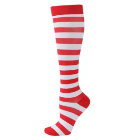 Knee high socks- red stripe