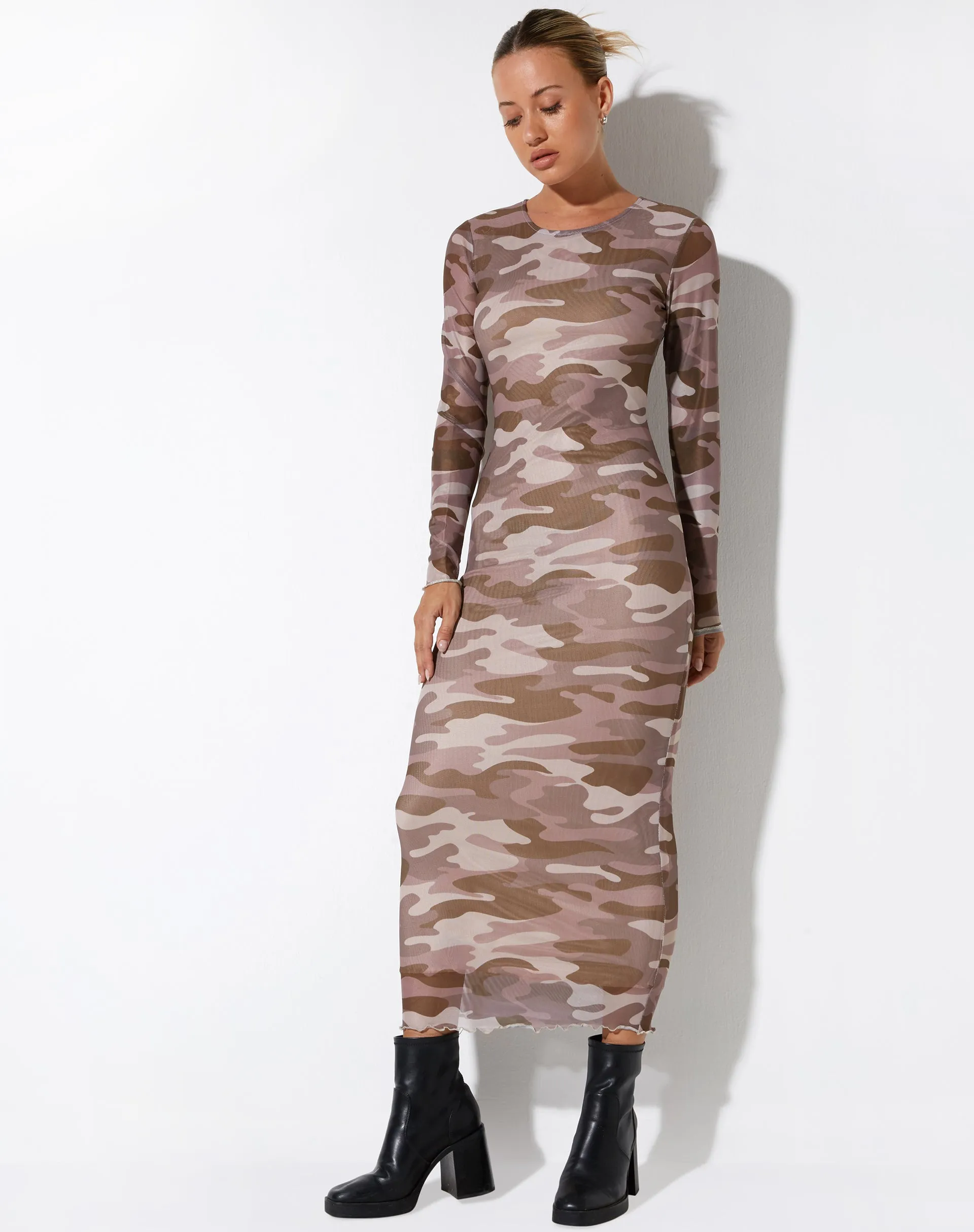 Laura Midi Dress in Camo