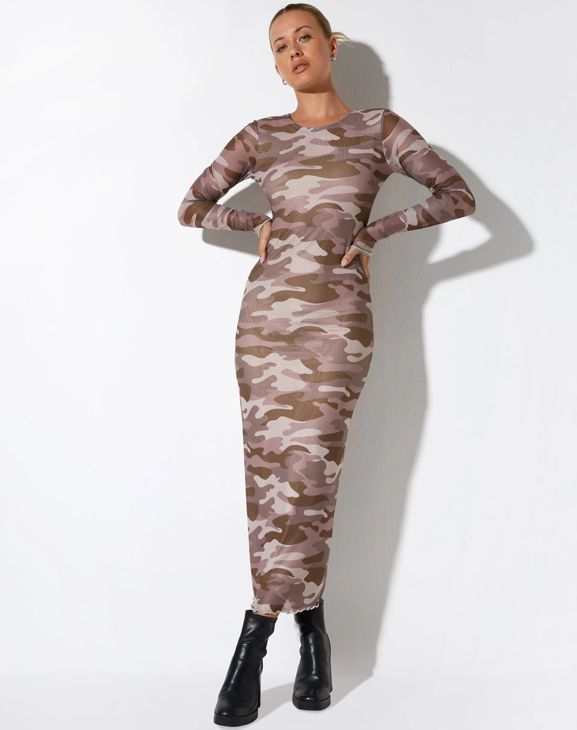 Laura Midi Dress in Camo