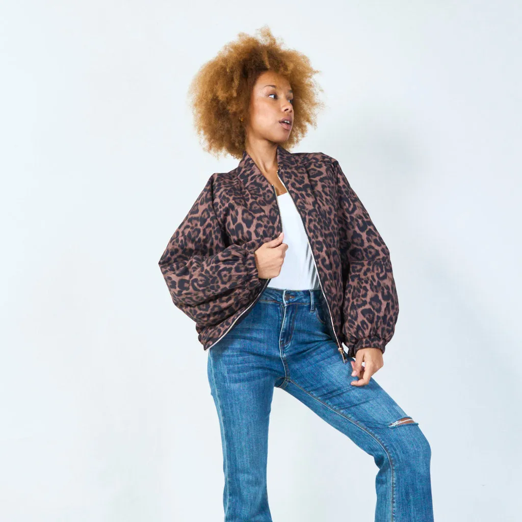 Leopard print bomber jacket wholesale