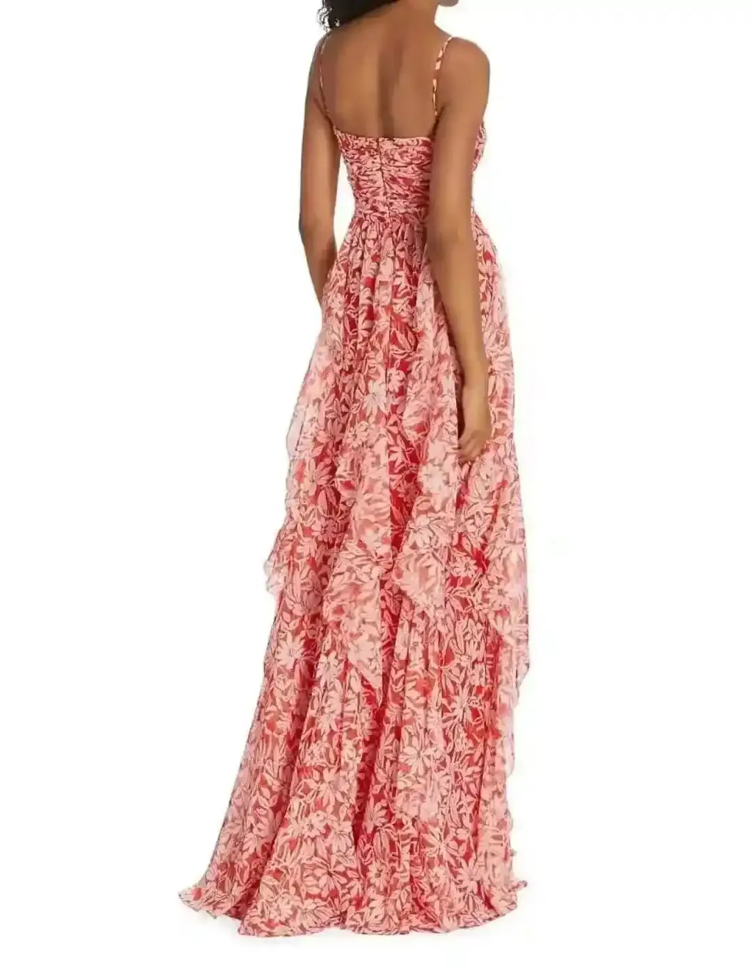 Letitia Sleeveless Cascading Ruffle Floral Maxi Dress