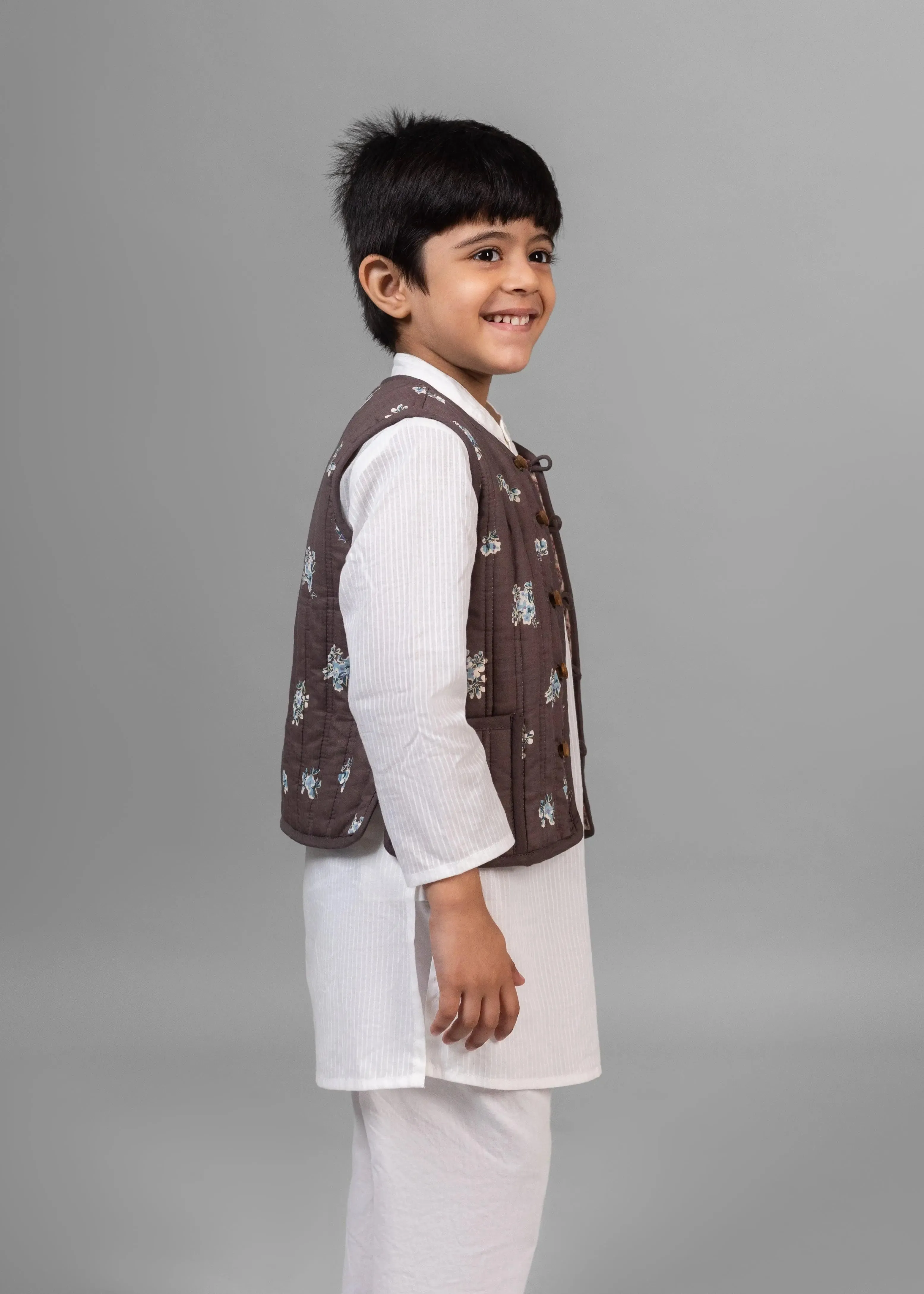 Lily bunch/Sunrays Cocoa & Pink 100% Cotton Reversible Bundi Jacket Unisex (0-12 Years)