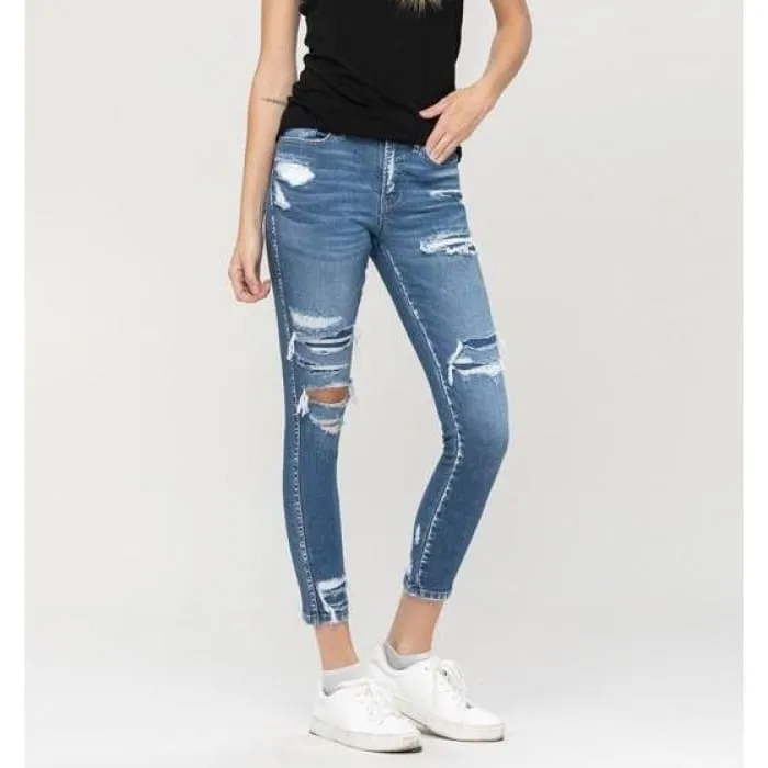 Lined Distressed Jeans