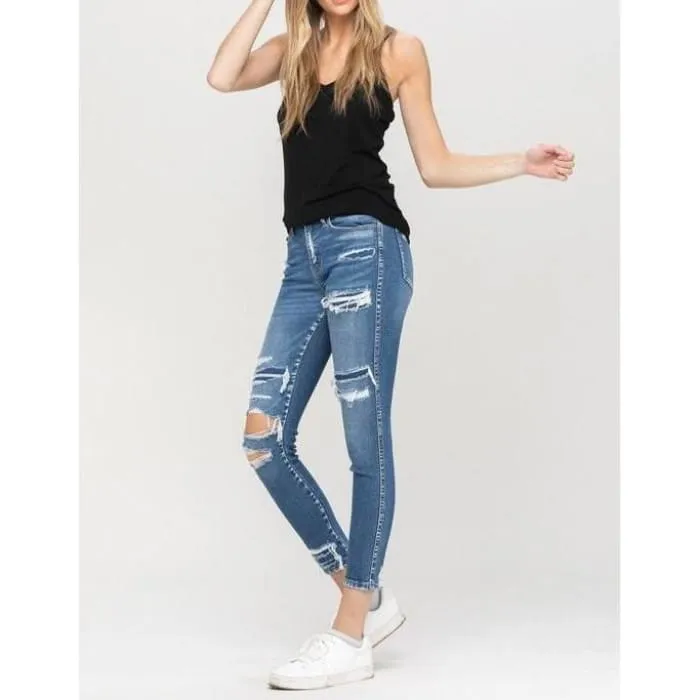 Lined Distressed Jeans