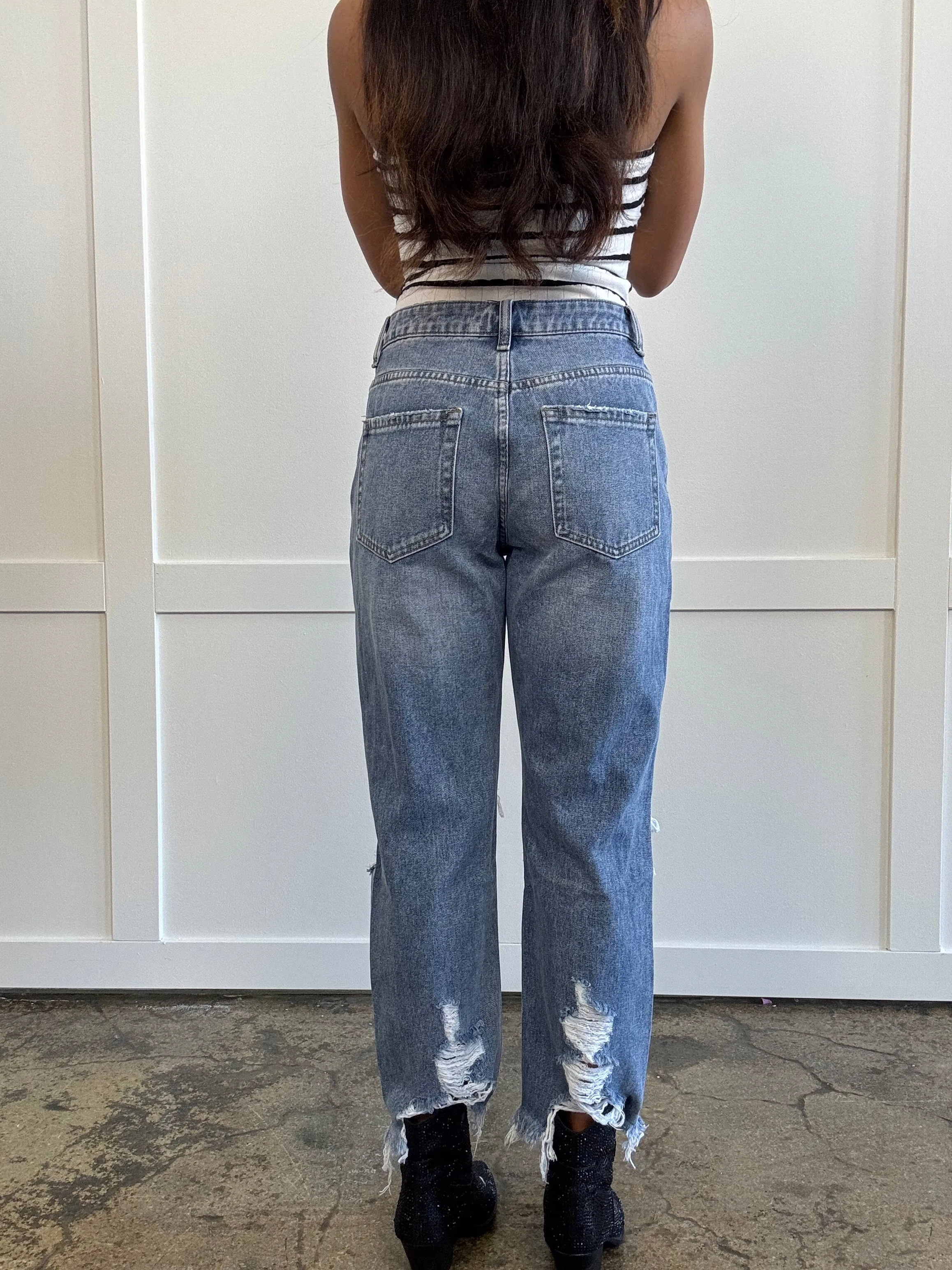 Making My Way Downtown Distressed Cropped Jeans