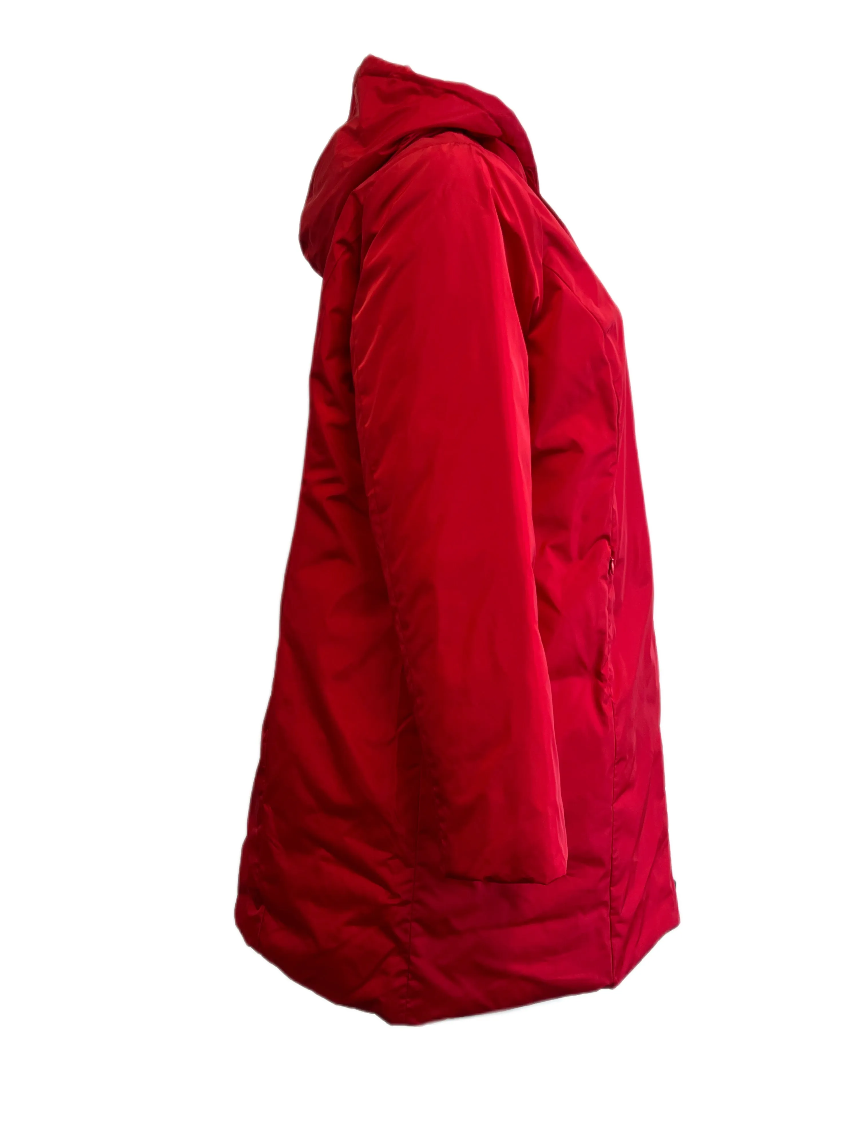 Marina Rinaldi Women's Red Palatino Hooded Quilted Jacket NWT