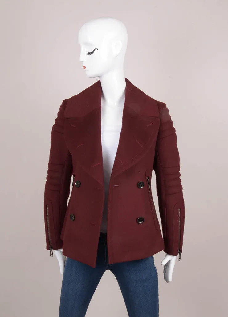 Maroon Wool and Cashmere Quilted Panel Jacket